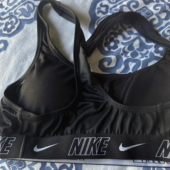 Nike Black Sports Bra with White Logo - Picture 2 of 3